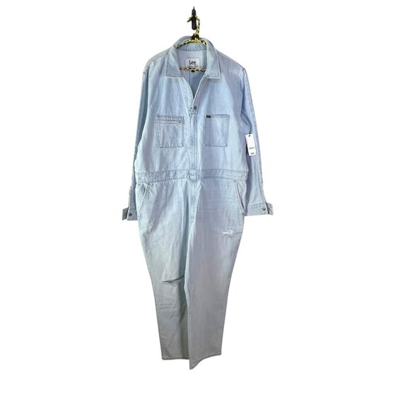 Free People x Lee Union Alls Coveralls Denim Jean Jumpsuit One Piece NWT XLarge - Picture 4 of 7